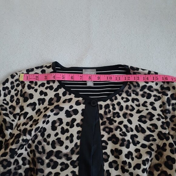 Chico's Women's Size 2 (Large/12) Long Sleeve Open Leopard Print Cardigan - Picture 9 of 10